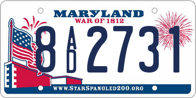 MD license plate 8AD2731