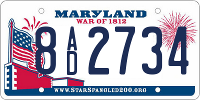 MD license plate 8AD2734