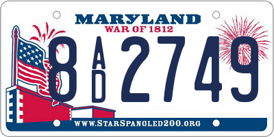 MD license plate 8AD2749