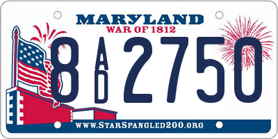 MD license plate 8AD2750