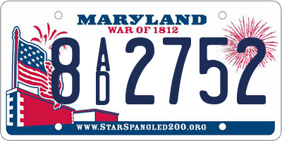MD license plate 8AD2752