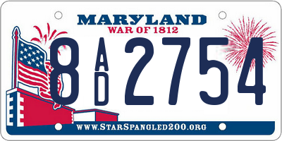 MD license plate 8AD2754