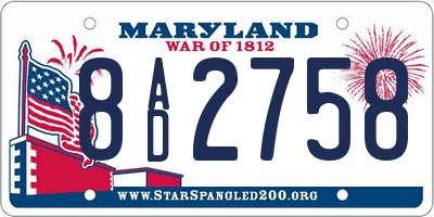 MD license plate 8AD2758