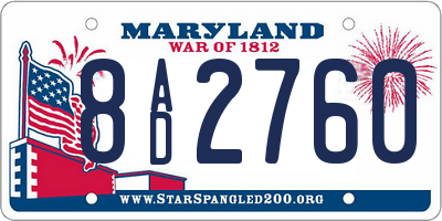 MD license plate 8AD2760