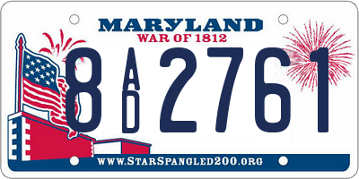 MD license plate 8AD2761