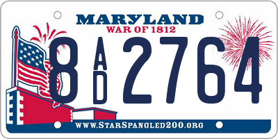 MD license plate 8AD2764