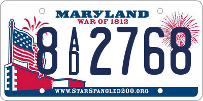 MD license plate 8AD2768