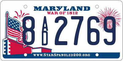MD license plate 8AD2769
