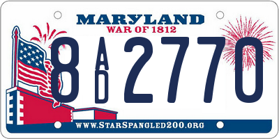 MD license plate 8AD2770