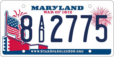 MD license plate 8AD2775