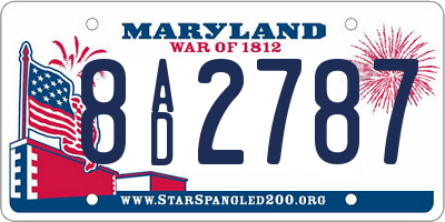 MD license plate 8AD2787