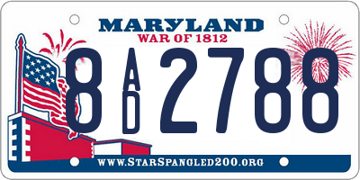 MD license plate 8AD2788