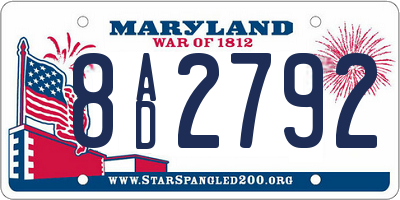 MD license plate 8AD2792