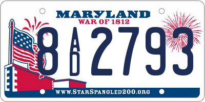 MD license plate 8AD2793