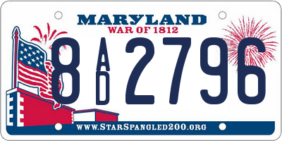 MD license plate 8AD2796