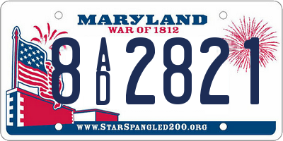 MD license plate 8AD2821