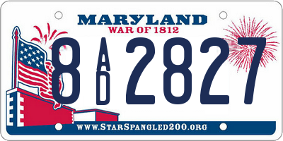 MD license plate 8AD2827