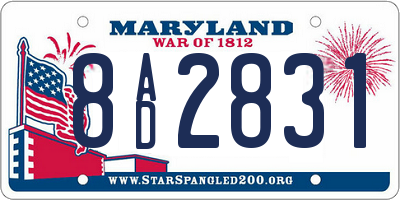 MD license plate 8AD2831