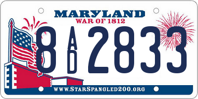 MD license plate 8AD2833