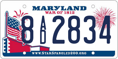 MD license plate 8AD2834