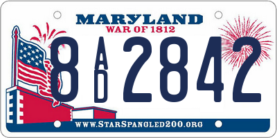 MD license plate 8AD2842