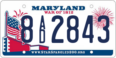 MD license plate 8AD2843