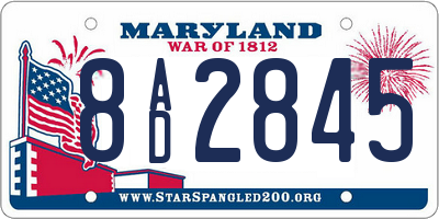 MD license plate 8AD2845