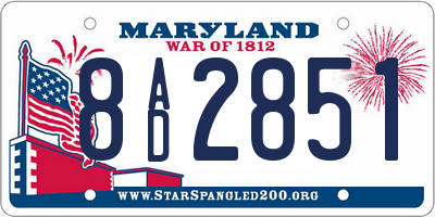 MD license plate 8AD2851