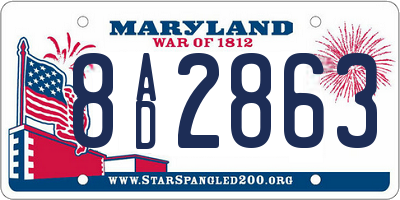 MD license plate 8AD2863