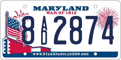 MD license plate 8AD2874