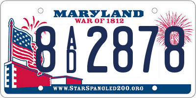 MD license plate 8AD2878