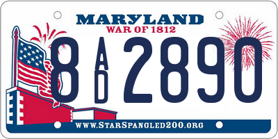 MD license plate 8AD2890