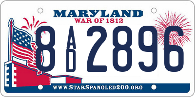 MD license plate 8AD2896