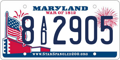 MD license plate 8AD2905