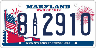 MD license plate 8AD2910