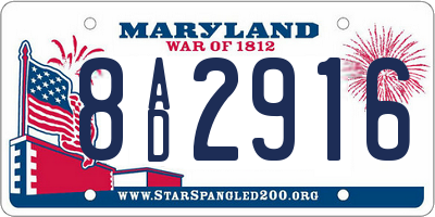 MD license plate 8AD2916