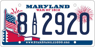 MD license plate 8AD2920