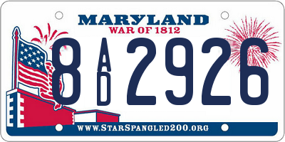 MD license plate 8AD2926