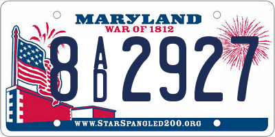 MD license plate 8AD2927