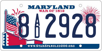 MD license plate 8AD2928