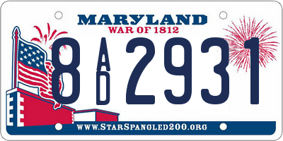 MD license plate 8AD2931