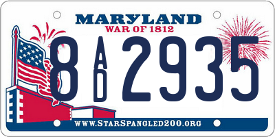MD license plate 8AD2935