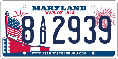 MD license plate 8AD2939