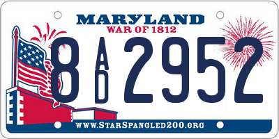MD license plate 8AD2952