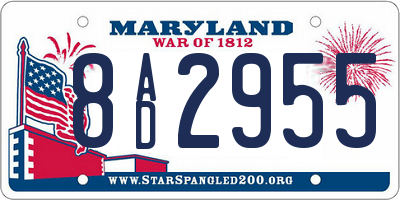 MD license plate 8AD2955