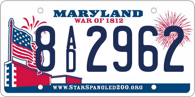 MD license plate 8AD2962