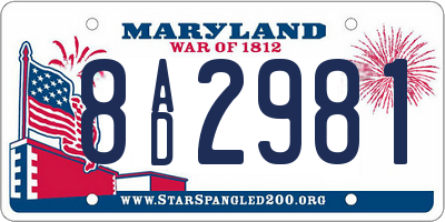 MD license plate 8AD2981