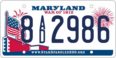 MD license plate 8AD2986