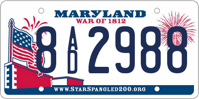 MD license plate 8AD2988