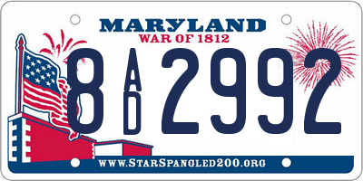 MD license plate 8AD2992